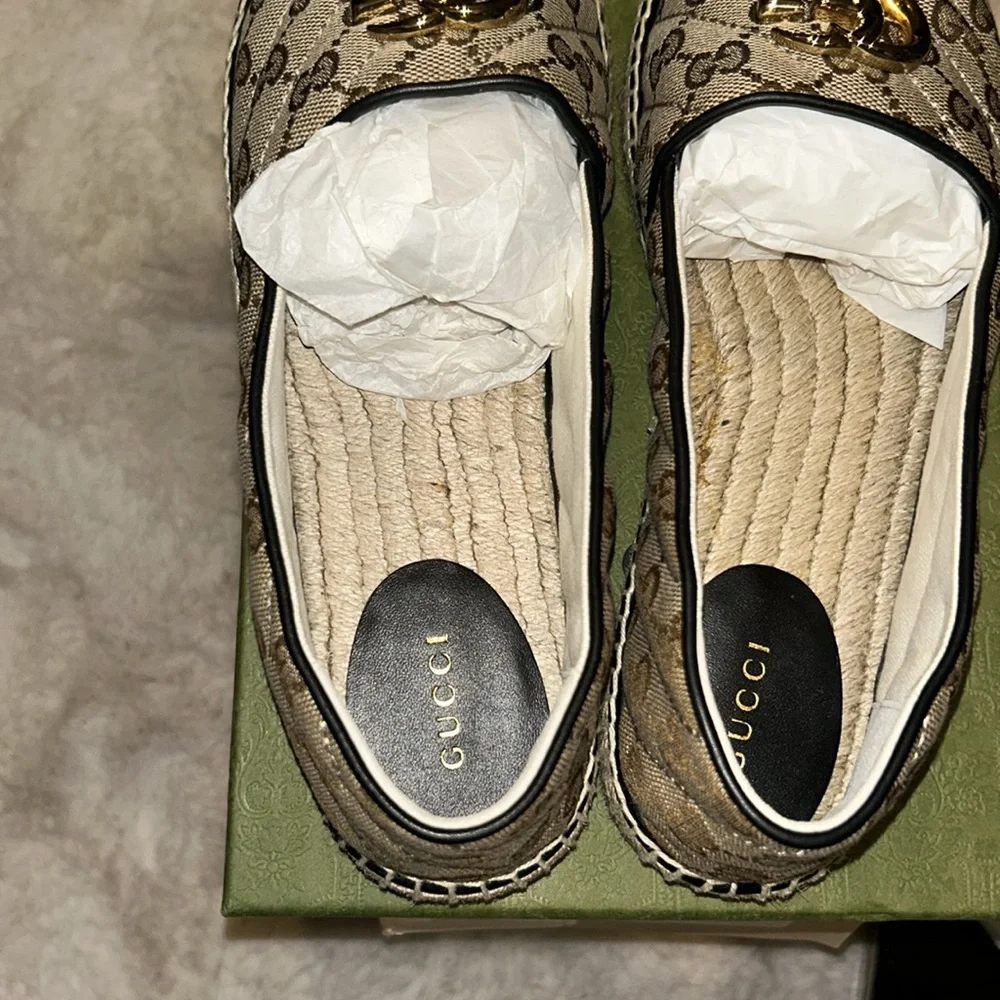 Gucci Beige and Gold GG Espadrilles - Picture 4 of 6